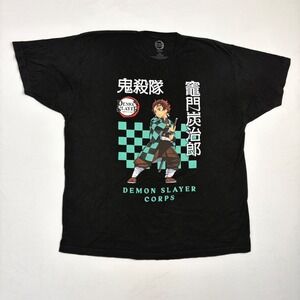 Demon Slayer Tanjiro Kamado Graphic T-Shirt Black XXL Anime Kimetsu no Yaiba